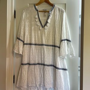 Tommy Bahama Cotton Clip Embroidered Tier Dress, worn once, size L